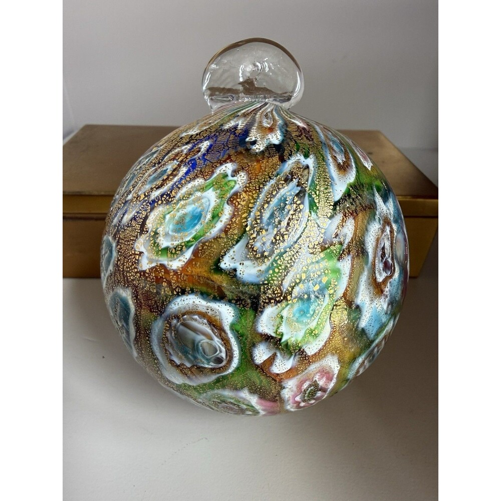 Murano Hand Blown Glass Millefiori Design 4 Inch Ornament Italy